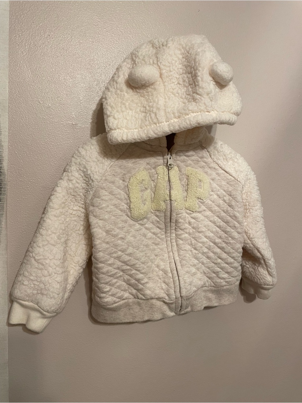 baby GAP Cream Sherpa Zip Hoodie with Ears
